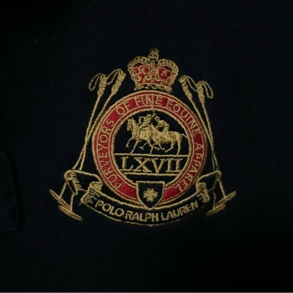 POLO RALPH LAUREN BIG LOGO SWEATSHIRT VINTAGE CREST EMBROIDERED COLLAR SWEATER - Picture 6 of 11